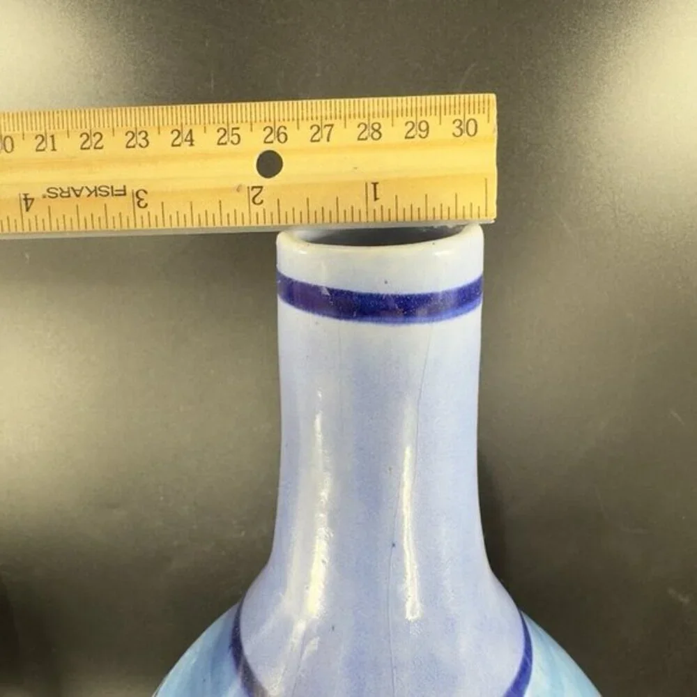 Vintage Mexican Pottery Jug‎ Tall Vase Hand Painted Stoneware Decor Marked VTG